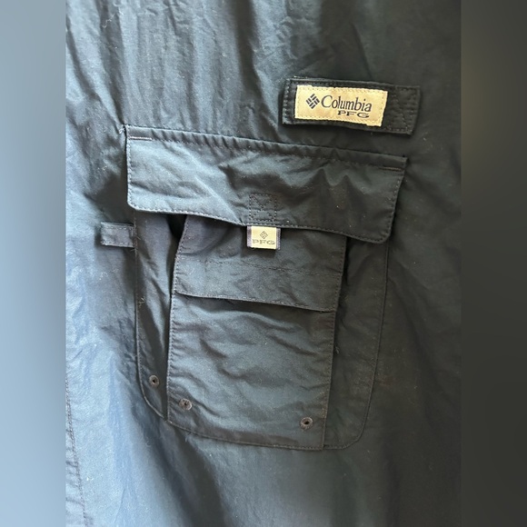 Columbia PFG Bahama Navy Blue Nylon Vented Outdoor Fishing Shirt Mens XLT Tall - Picture 6 of 12